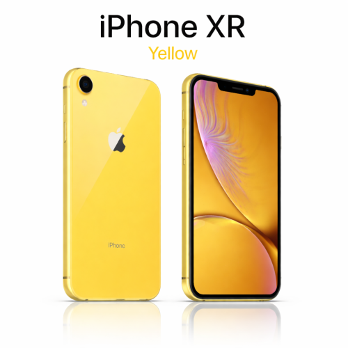 iPhone XR in yellow on display